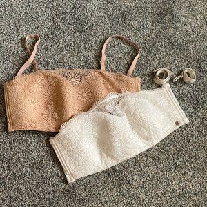 2 pack strapless bra/ bandeau bra